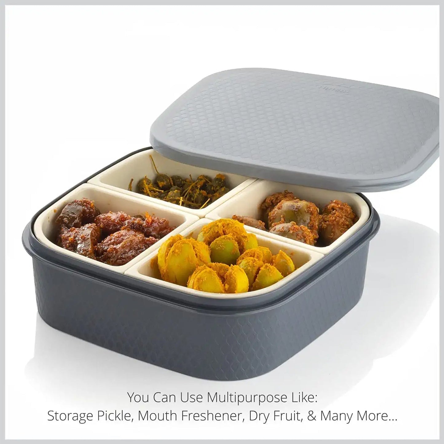 2031H Plastic 4 Sections Multipurpose Dry Fruit/ Chocolates/Mouth Freshener/Sweet Box Set | Serving Tray. DeoDap