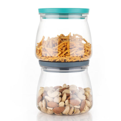 2286 Matka Shaped Jar with Air Tight & Leak Proof Lid (Multicolour) (Set of 6) (900Ml) DeoDap