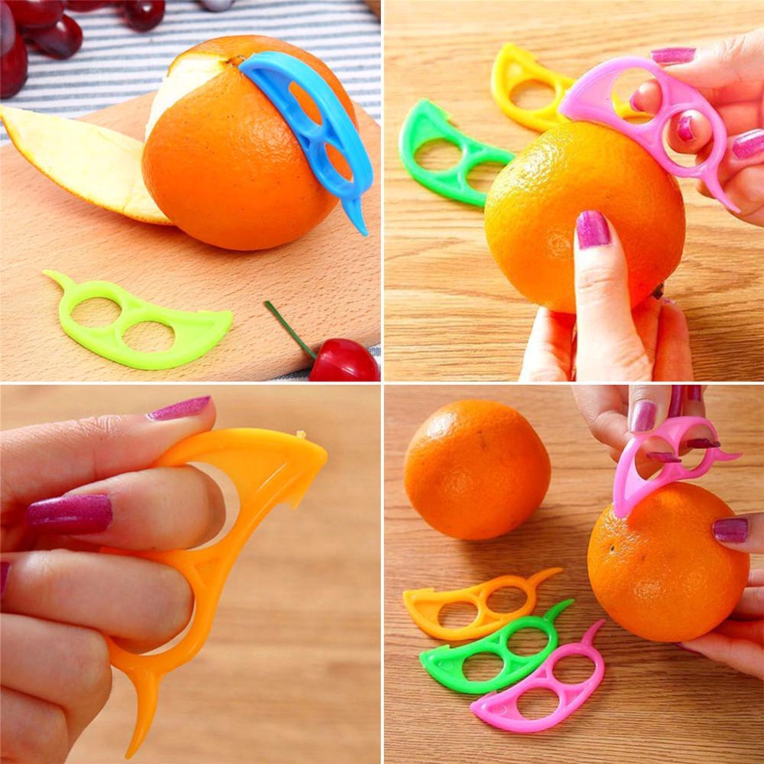 0189 10 Pcs Orange Peeler With Transparent Pouch Bag Combo DeoDap