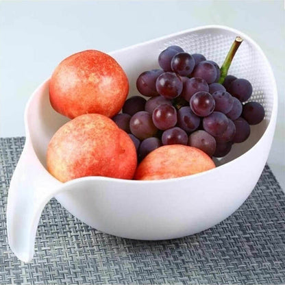 2014 Plastic Rice Bowl/Food Strainer Thick Drain Basket with Handle for Rice, Vegetable & Fruit. (1Pc) DeoDap