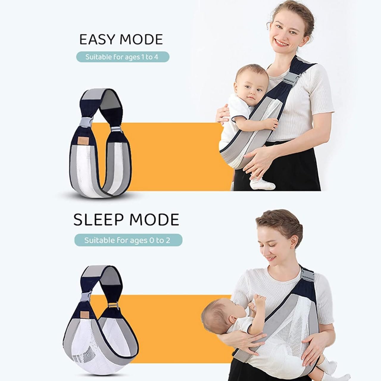 The grand magazin Baby Carrier Newborn to Toddler, Ergonomic 3D Mesh Baby Wraps Carrier, Adjustable Baby Sling, Lightweight Breathable Baby Carrier Wrap with Thick Shoulder Straps for 0-36 Months Infant