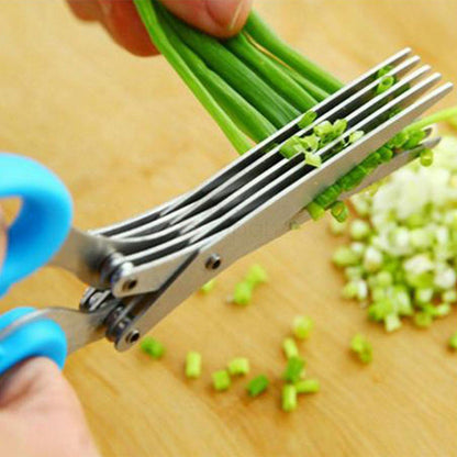 1563A MULTIFUNCTION VEGETABLE STAINLESS STEEL HERBS SCISSOR WITH 5 BLADES