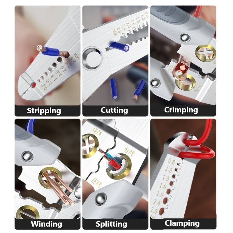 The grand magazin 6 In 1 Multifunction Electrician Wire Plier Tool || Electrical Wire Strippers Wire Splitting Pliers|| Stainless Steel Electrical Stripping Tool || Cable Stripping Cutting and Crimping