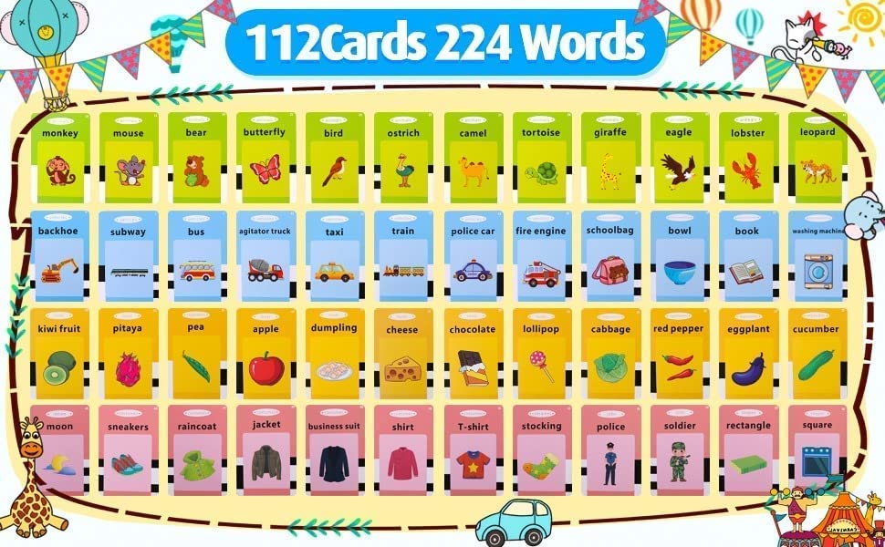 Talking Baby Flash Cards Educational Learning Interactive Toys for 2 3 4 5 6 Years Old Boys Girls, Toddlers Reading Machine with 224 Words Preschool Montessori Toys and Birthday Gift for Kids