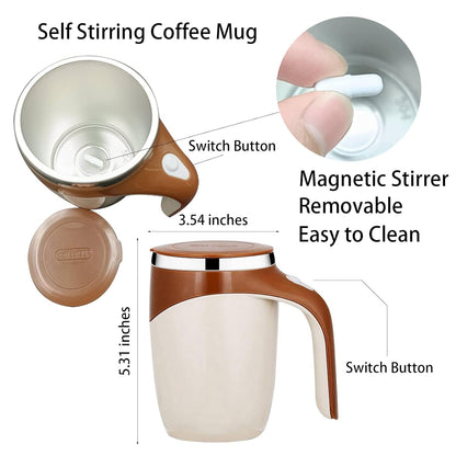 The grand magazin Automatic Magnetic Stirring Coffee Mug, Rotating Home Office Travel Mixing Cup,Funny Electric Stainless Steel Self Mixing Coffee Tumbler, Suitable for Coffee, Milk, Cocoa and Other Beverages (Multicoloured)