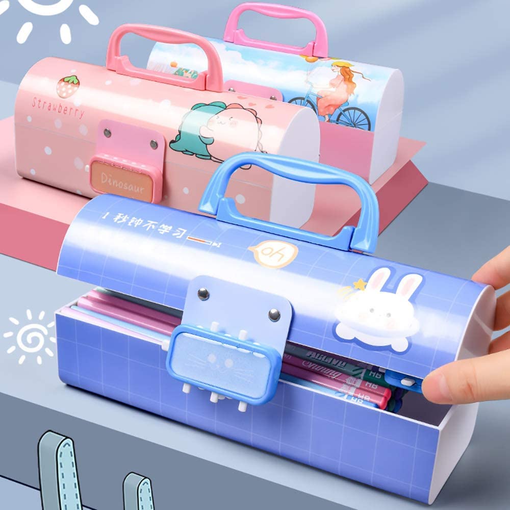 The grand magazin 3d pink and dino suitcase pencil box