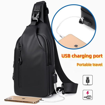 The grand magazin Men's Chest Bag Shoulder Bag Messenger Sports Backpack Water Resistant Usb Charging Port Shoulder Sling Bag