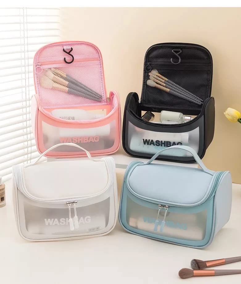 The grand magazin Culture Clear Toiletry Bag, Wash Make Up Bag PVC Waterproof Zippered Cosmetic Bag, Portable Carry Pouch for Women Men (D Shape Multicoloured)