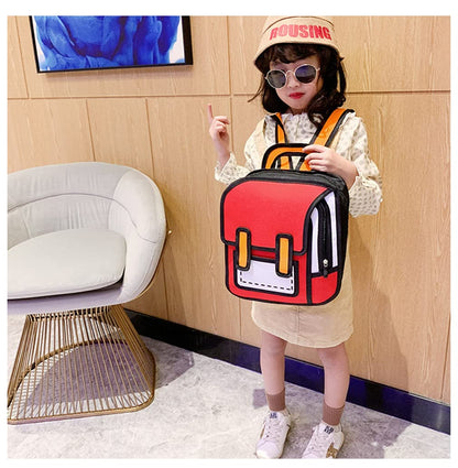 The grand magazin Girls Boys Jump Style 3D Backpack 16Inch 2D Drawing Anime Comic Cartoon Backpack Daypack Large (Multicoloured)