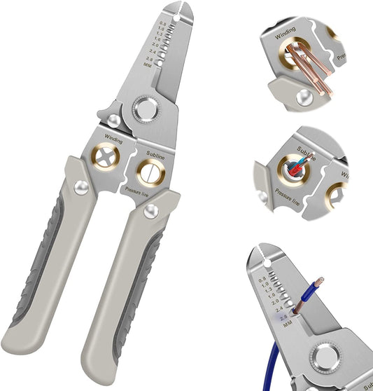 The grand magazin 6 In 1 Multifunction Electrician Wire Plier Tool || Electrical Wire Strippers Wire Splitting Pliers|| Stainless Steel Electrical Stripping Tool || Cable Stripping Cutting and Crimping