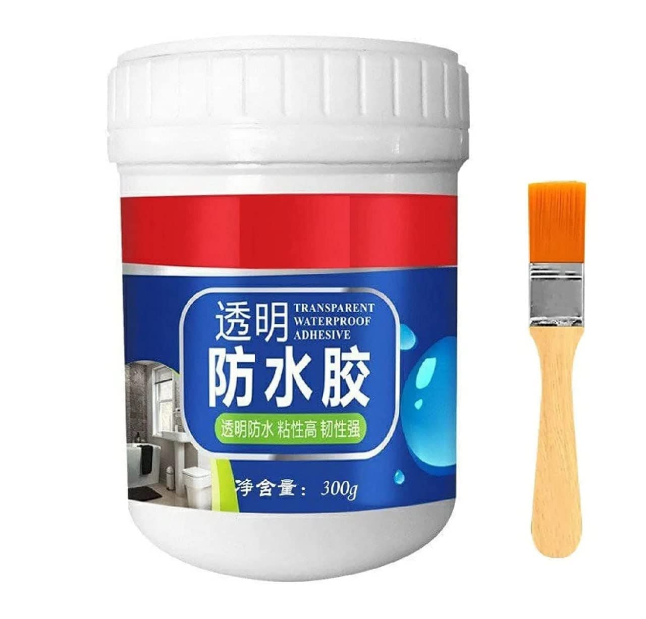 Waterproof Transparent Crack Seal Glue 300g with brush Leaking Sealant Window Crack Transparent Sealant Roof Sealant Waterproof Gel Adhesive seal cracks agent For Surface, Cement, Marble, Wood