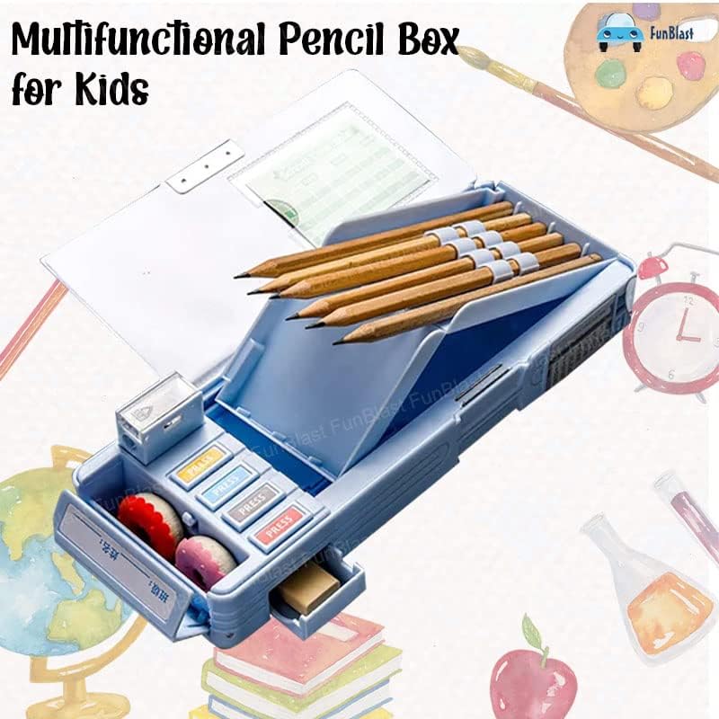 The grand magazin  Plastic Pencil Box with Code Lock Pen Case Large Capacity Multi-Layer Multi-Function Storage Bag Secret Compartment Pencil Box for Kids- Multi-Color (Astronaut)