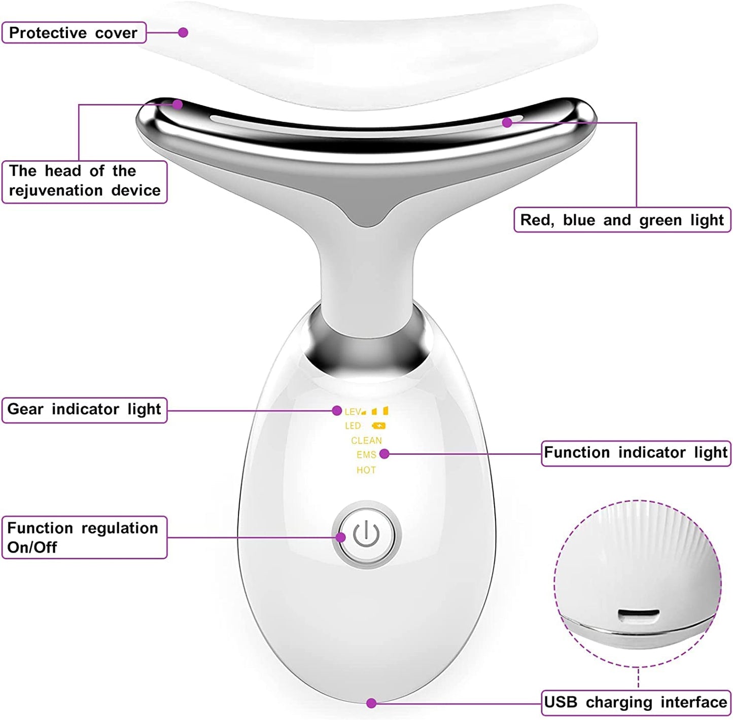 The grand magazin Neck Face Firming Wrinkle Removal Tool Double Chin Reducer Vibration Massager Skin Rejuvenation Beauty Device for Face and Neck - Face & Neck Lifting Device Chin Lifting Device, Skin Groomer