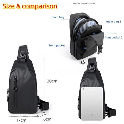 The grand magazin Men's Chest Bag Shoulder Bag Messenger Sports Backpack Water Resistant Usb Charging Port Shoulder Sling Bag