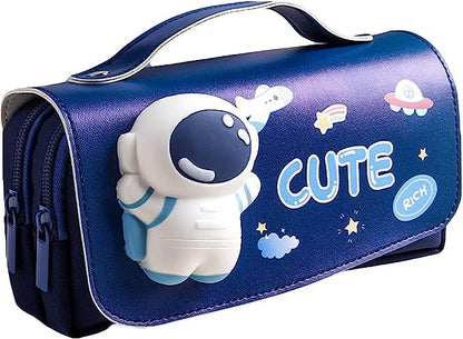 The grand magazin Cute Astronaut Pencil Pouch for Girls and Boys,Big Pencil Case for Kid,Zipper Pencil Kit Stationary Storage Box for School Children,Stationery Organizer Pen Box for Students