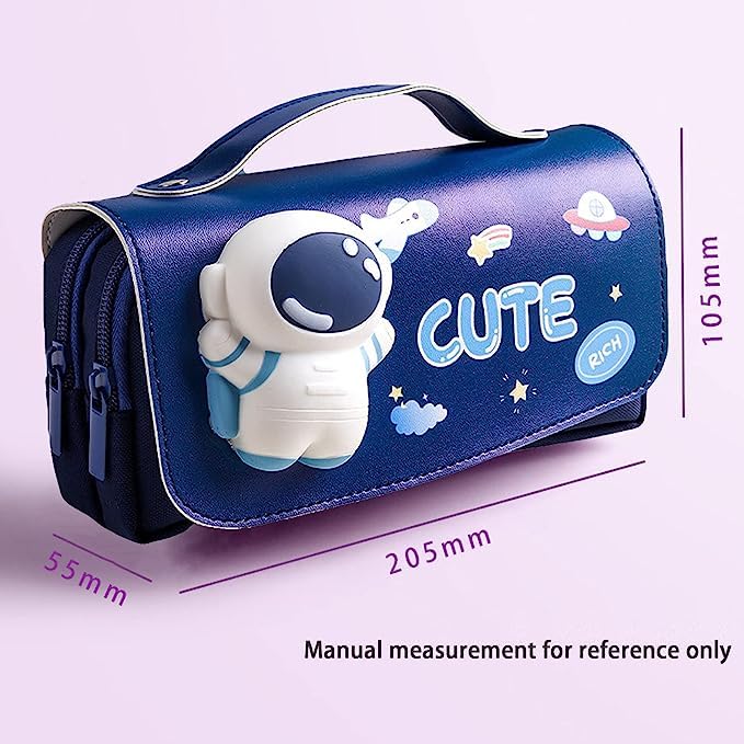 The grand magazin Cute Astronaut Pencil Pouch for Girls and Boys,Big Pencil Case for Kid,Zipper Pencil Kit Stationary Storage Box for School Children,Stationery Organizer Pen Box for Students