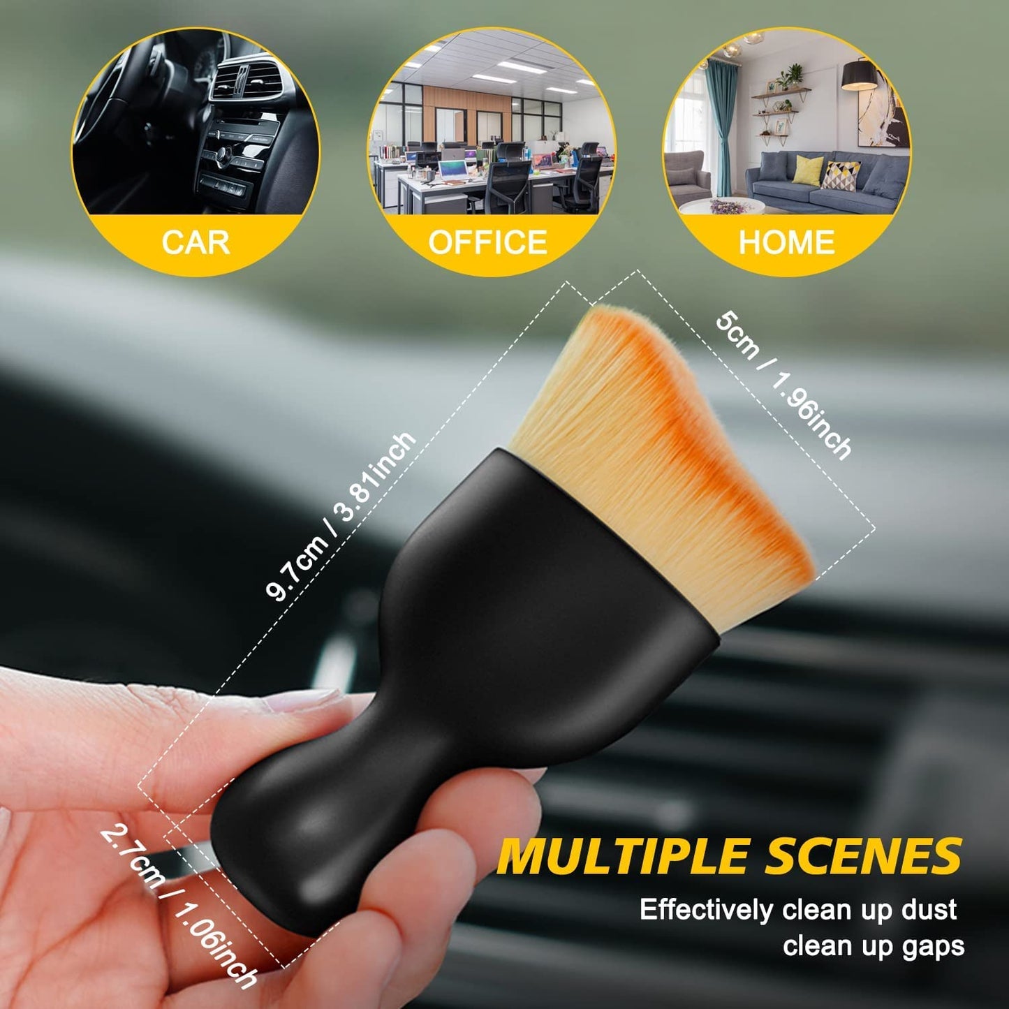 Car Dust Cleaning Brush BMG Import Export Auto Interior Soft Hair Removal Brush Car Cleaning Brush Dust Collectors Curved Design Dirt Dust Clean Brushes Air Conditioner Leather Computer Scratch Free