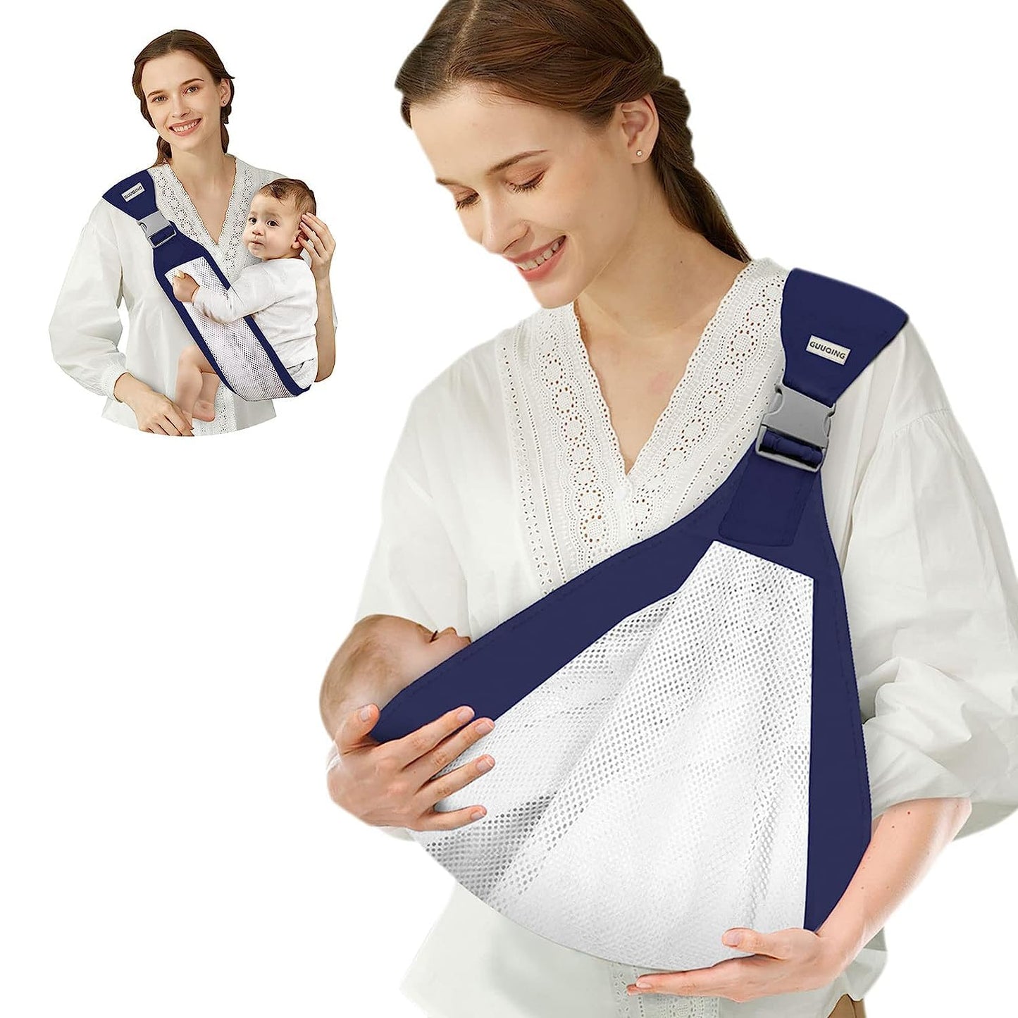 The grand magazin Baby Carrier Newborn to Toddler, Ergonomic 3D Mesh Baby Wraps Carrier, Adjustable Baby Sling, Lightweight Breathable Baby Carrier Wrap with Thick Shoulder Straps for 0-36 Months Infant