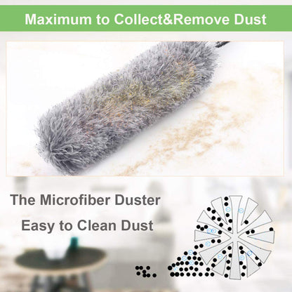 1279 Microfiber Dusters for Cleaning, Telescoping Feather Duster with 100 inches Extendable Handle Pole, Dusting Cleaning Tools for Cleaning High Ceiling, Ceiling Fan, Blinds, Cobwebs, Furniture, Cars