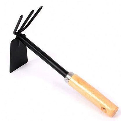 1578 2 in 1 Double Hoe Gardening Tool with Wooden Handle DeoDap