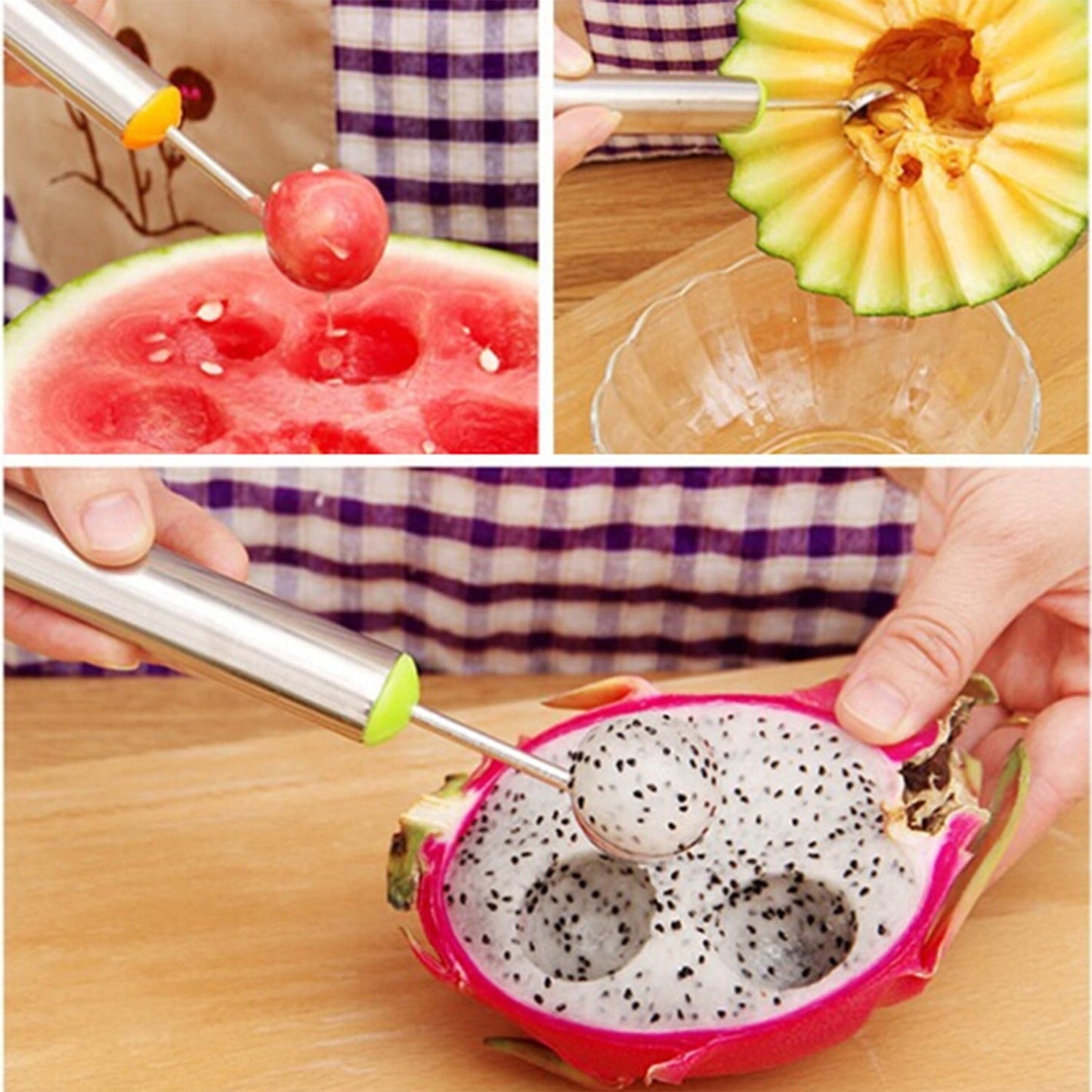 2200 Melon Baller with handle for easy grip, Melon Corer Peeler, Stainless Steel Fruit Scooper Tool. DeoDap