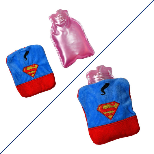 6530 Superman Print small Hot Water Bag with Cover for Pain Relief, Neck, Shoulder Pain and Hand, Feet Warmer, Menstrual Cramps.