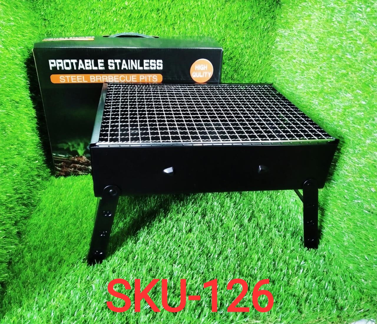 126 Folding Barbeque Charcoal Grill Oven (Black, Carbon Steel) DeoDap