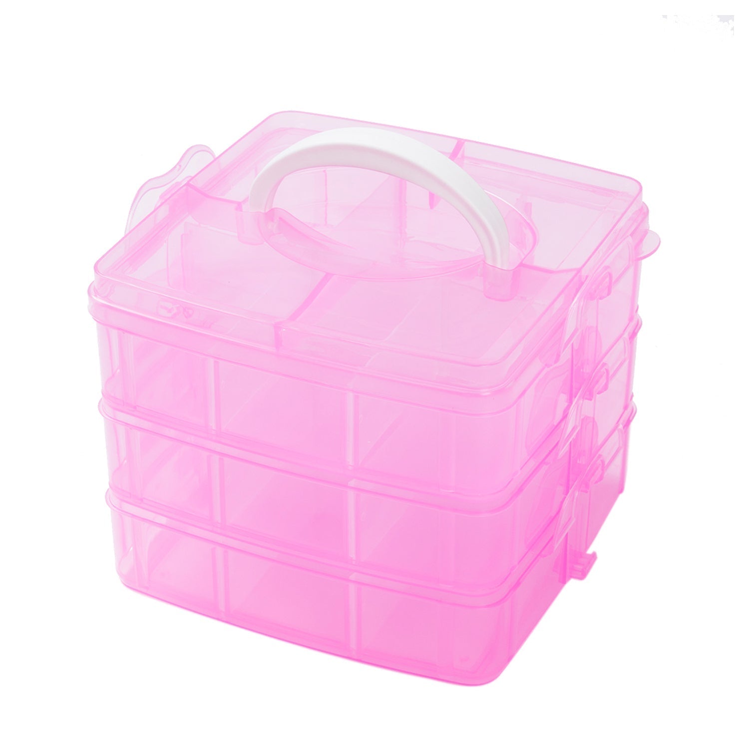 2644 3-Tier 18 Sections Transparent Stackable Adjustable Compartment Slot Plastic Craft Storage Box DeoDap