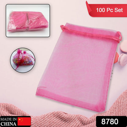 8780 Organza Gift Bags Small Mesh Bags Drawstring Gift Bags Christmas Drawstring Organza Gift Bags, Wedding Party Festival Gift Bags (100 Pcs Set)