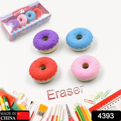 Cone /Donut/ Lolipop/ Ice cream /Eraser for Girls & Boys /Eraser for School B'Day Return Gift Party Doughnut Lollipop Ice Cream Theme Shape Erasers Pencils Set for Kids Educational Stationary kit, School Supplies (1 Set 4 Pc)