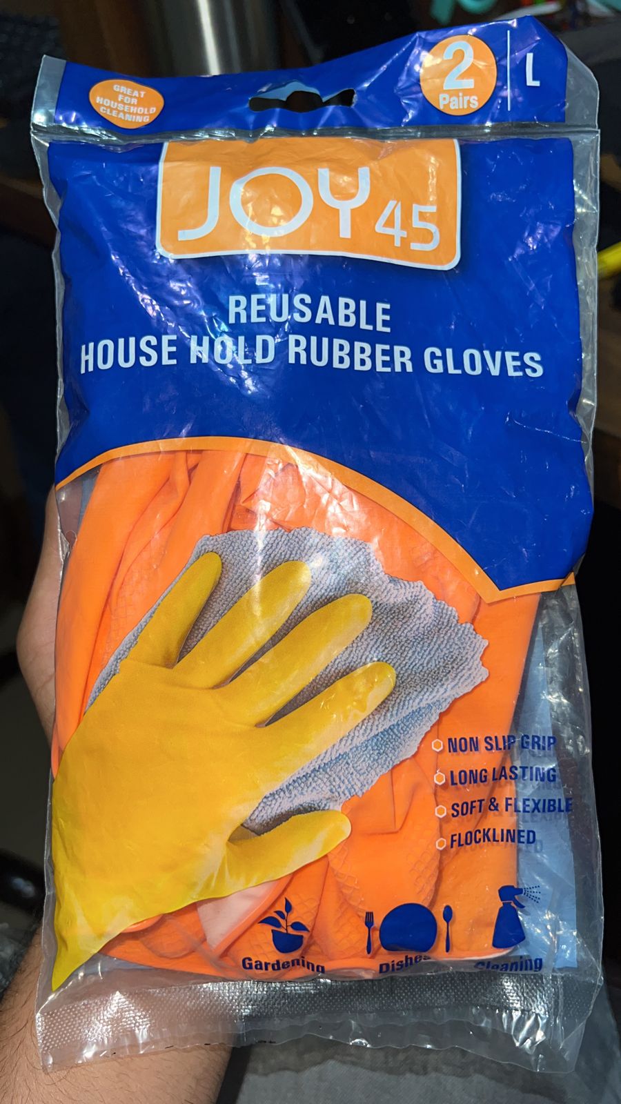 4852 2 Pair Medium Orange  Gloves For Types Of Purposes Like Washing Utensils, Gardening And Cleaning Toilet Etc. DeoDap