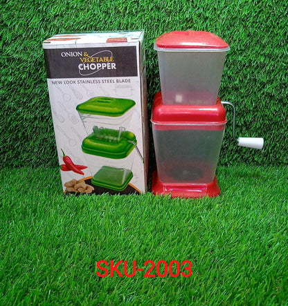 2003 Small Onion Chopper & Vegetable Chopper Quick Cutter with Rotating Blade DeoDap