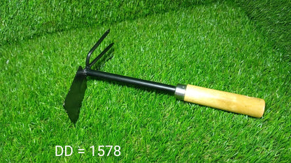 1578 2 in 1 Double Hoe Gardening Tool with Wooden Handle DeoDap