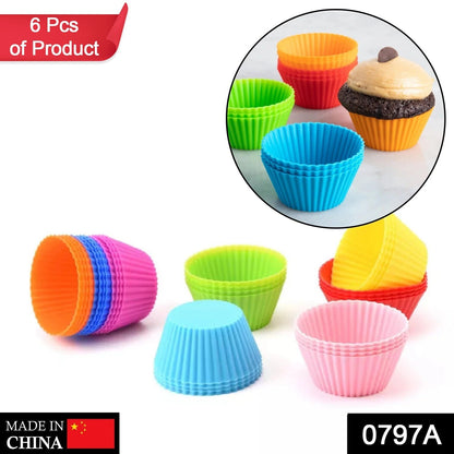 0797A Silicone cupcake Shaped Baking Mold Fondant Cake Tool Chocolate Candy Cookies Pastry Soap Moulds (6 pc)