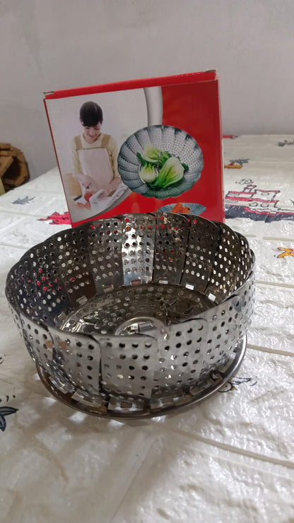 5350a Unique Design Stainless-Steel Heaviest vegetable ,Cooking Foldable Steamer Basket for Kitchen Utensils/Dish Drying Rack/Plate Stand/ Basket