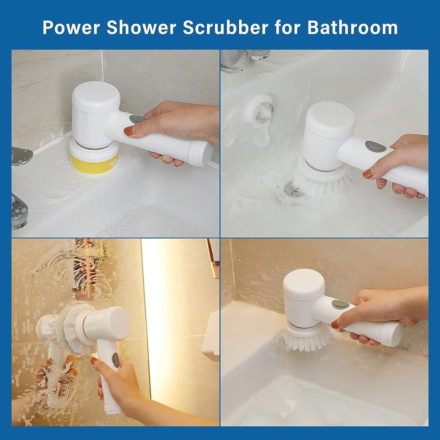 The grand magazin Electric Spin Scrubber Rechargeable Cleaning Tools,Grout Brush, Electric Cleaning Brush with 3 Brush Heads,Electric Scrubber Suitable for Bathroom Wall Tiles Floor Bathtub Kitchen