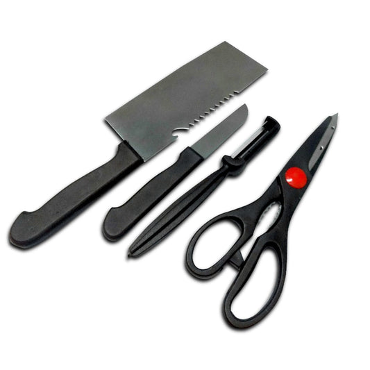 2240 Stainless Steel Kitchen Tool Set (Butcher Knife, Standard Knife, Peeler and Kitchen Scissor) - 4 Pcs DeoDap